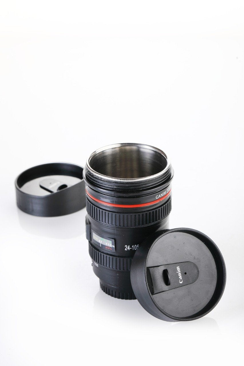 0720 Camera Lens Shaped Coffee Mug Flask With Lid Wukusy