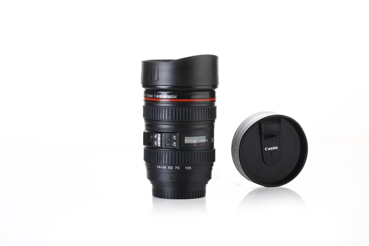 0720 Camera Lens Shaped Coffee Mug Flask With Lid Wukusy