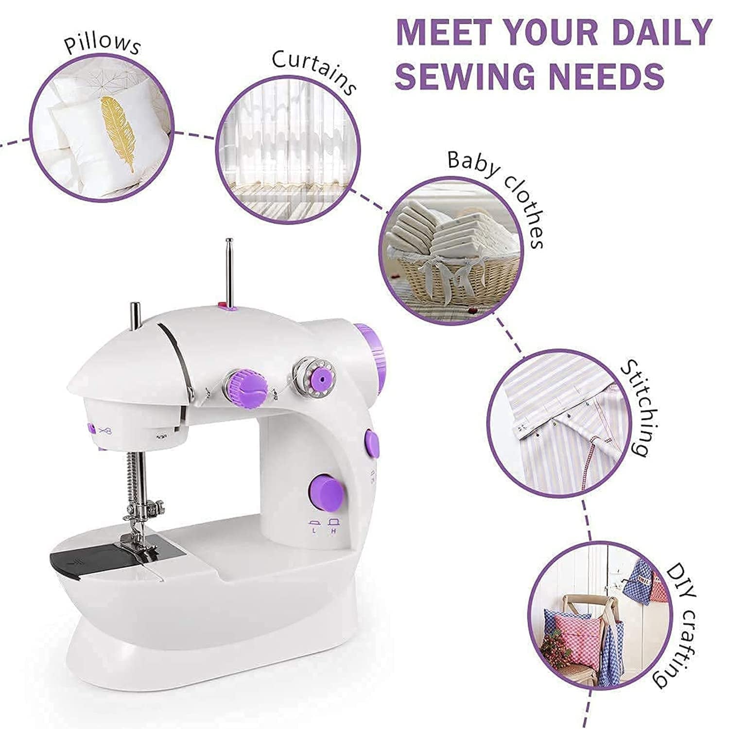 12917 Home Tailoring Sewing Machine With Extension Table Set Foot Pedal Adapter Mini Electric Silai Machine Portable Stitching Machinetailoring Machine Wukusy