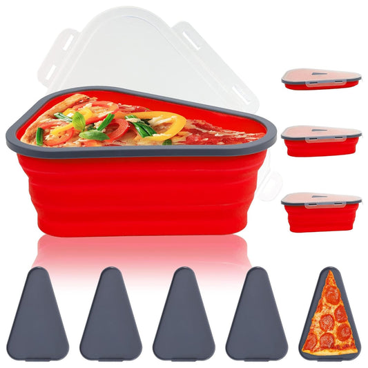 10026 Reusable Pizza Storage Containers With 5 Microwavable Serving Trays Silicone Container Expandable  Adjustable For Packing Pizza At Home  Outdoor Wukusy