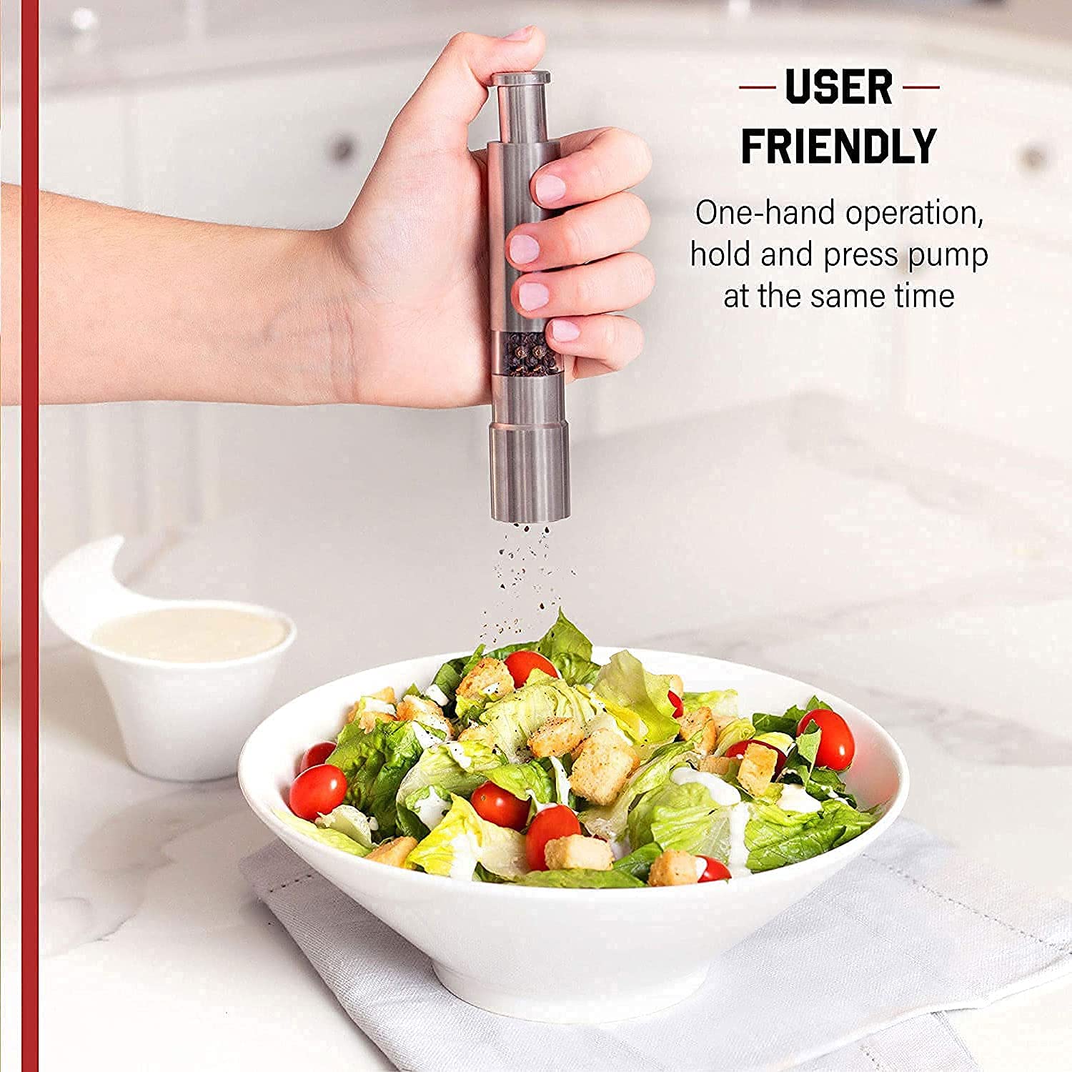 Stainless Steel Thumb Presser Salt And Pepper Grinder (1 Pc) Wukusy