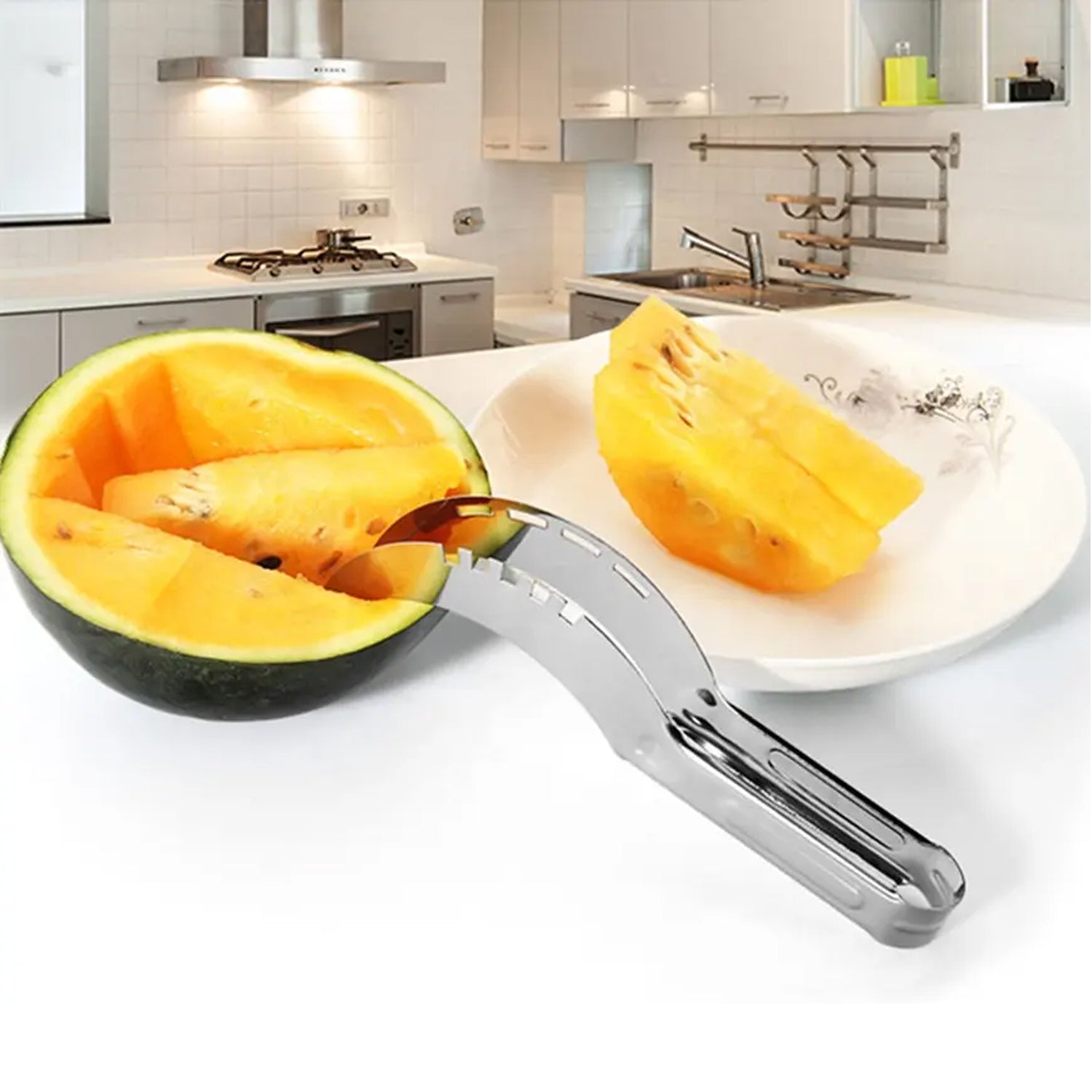 2047l Stainless Steel Watermelon Cantaloupe Slicer Knife Corer Fruit Vegetable Tools Kitchen Wukusy