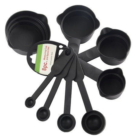 106 Plastic Measuring Cups And Spoons (8 Pcs Black) Wukusy