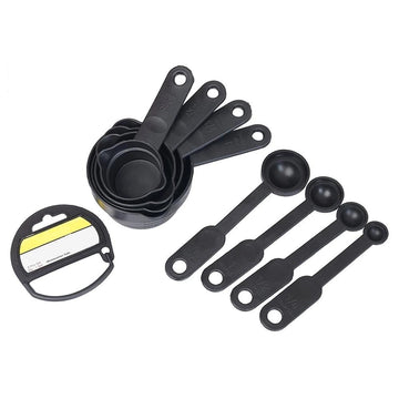 106 Plastic Measuring Cups And Spoons (8 Pcs Black) Wukusy