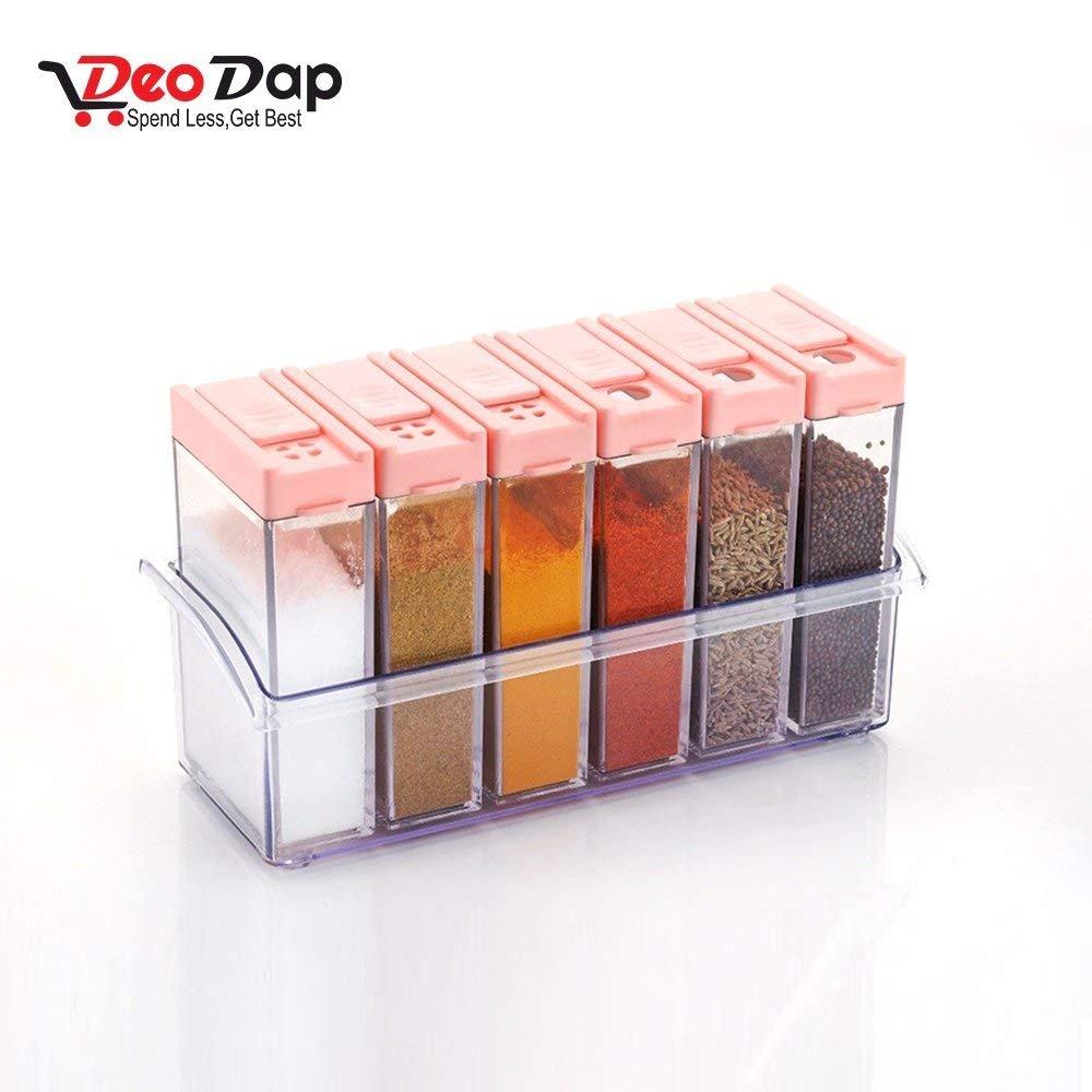 122 Plastic Spice Jars (6 Pcs 14x22x8cm Multicolour) Wukusy