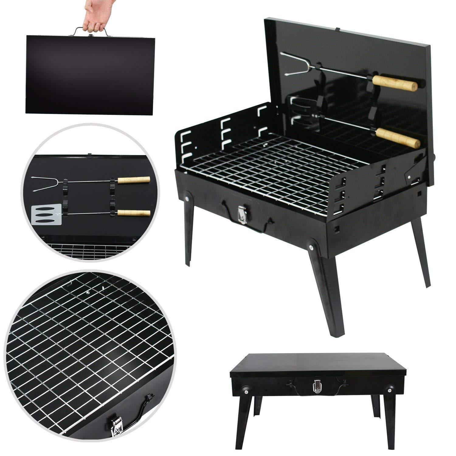 125 Stainless Steel Briefcase Style Barbecue Grill Toaster (Medium Black) Wukusy