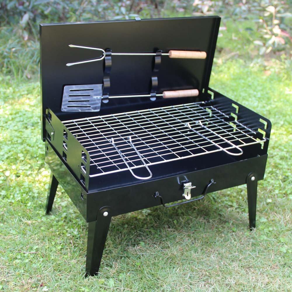125 Stainless Steel Briefcase Style Barbecue Grill Toaster (Medium Black) Wukusy