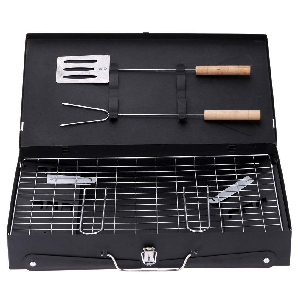 125 Stainless Steel Briefcase Style Barbecue Grill Toaster (Medium Black) Wukusy