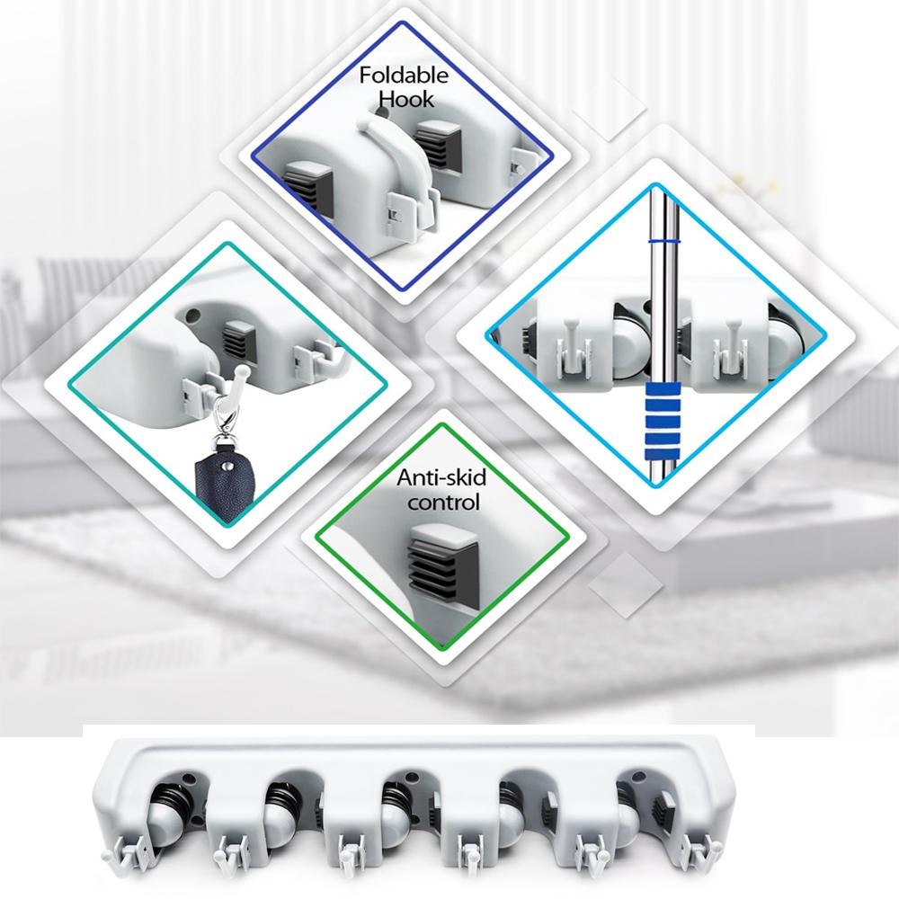 199 5-layer Multipurpose Wall Mounted Organizer Mop And Broom Holder Wukusy