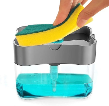 1264 2-in-1 Liquid Soap Dispenser On Countertop With Sponge Holder Wukusy