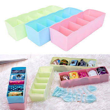 235 5-compartments Sockshandkerchiefunderwear Storage Box Socks Drawer Closet Organizer Storage Boxes (Pack Of 2) Wukusy