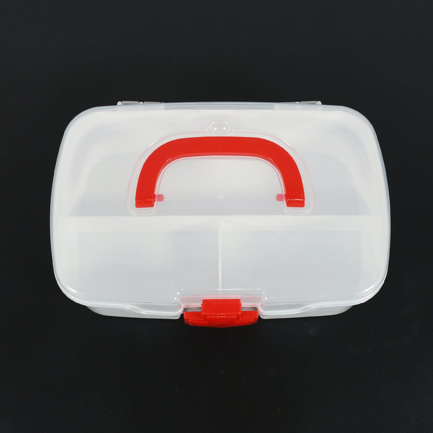 12734 Medical Box 1 Piece Indoor Outdoor Medical Utility Medicine Storage Box Detachable Tray Medical Box Multi Purpose Regular Medicine First Aid Box With Handle  Transparent Lid Wukusy