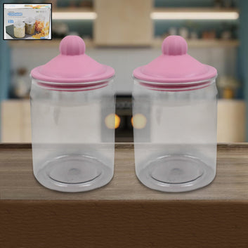 Transparent Kitchen Plastic Container Jar Set (2 Pcs Set  1100 Ml Approx) Wukusy