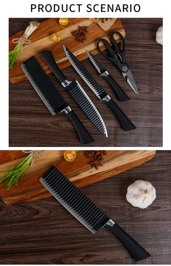 2285 Stainless Steel Knife Set With Chef Peeler And Scissor (6 Pieces) Wukusy