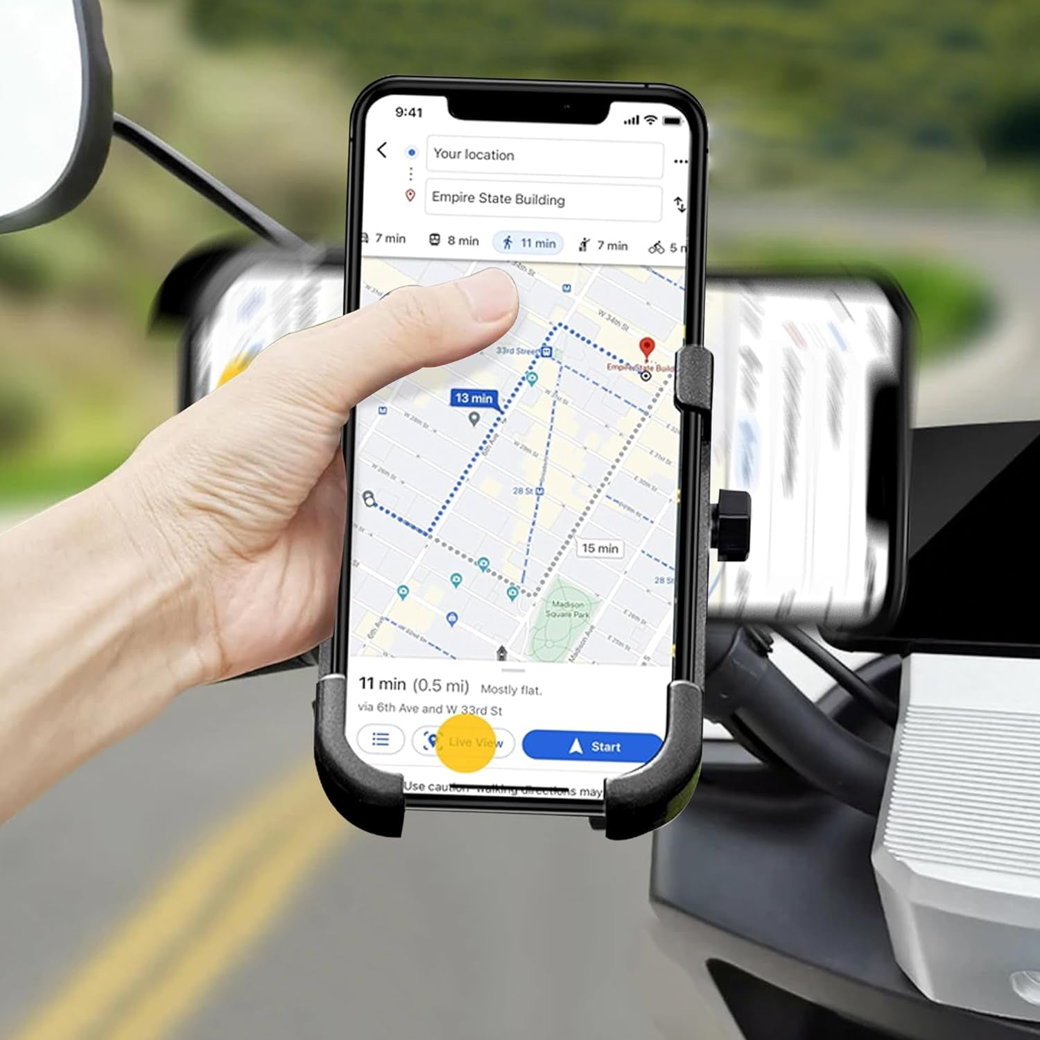 12674 Full Metal Body Bike  Scooty 360 Degree Rotating Mobile Holder Stand For Bicycle Motorcycle Scooty For Maps And Gps Navigation Fits All Smartphones (1 Pc) Wukusy