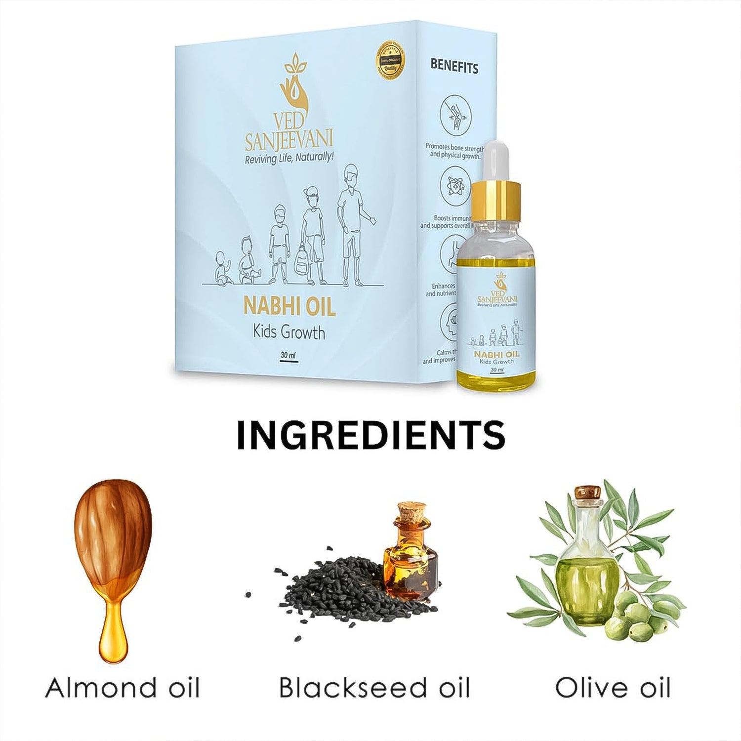 Ved Sanjeevani Nabhi Oil For Kids Growth (30ml  1 Pc) Wukusy