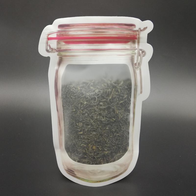 1074 Reusable Airtight Seal Plastic Food Storage Mason Jar Zipper (500ml) Wukusy