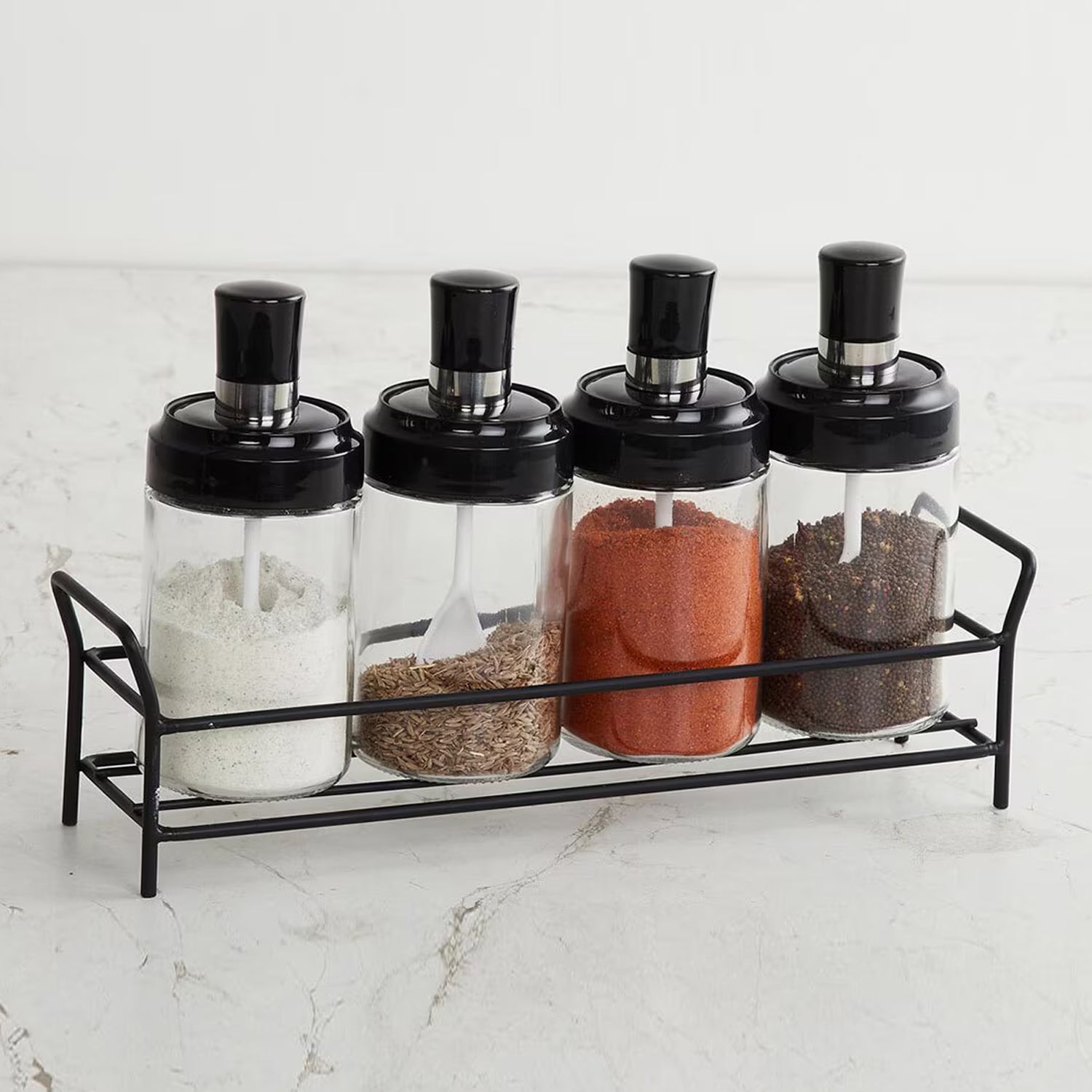 10011 Transparent Glassoil Dispenser 500 Ml Bottle Set Of 2 Spice Jar 250 Ml Set Of 3 Oil Bottle For Kitchen Oil  Vinegar Storage Glass Bottle Glass Container For Spice Masala (5 Pcs Set) Wukusy