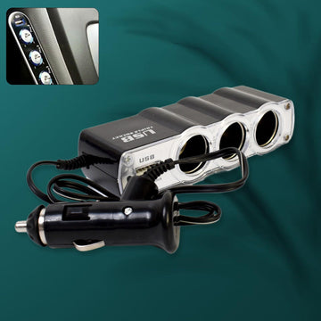 Triple 3 Way Car 12v Lighter Socket Splitter Usb Charger Power Adapter Wukusy