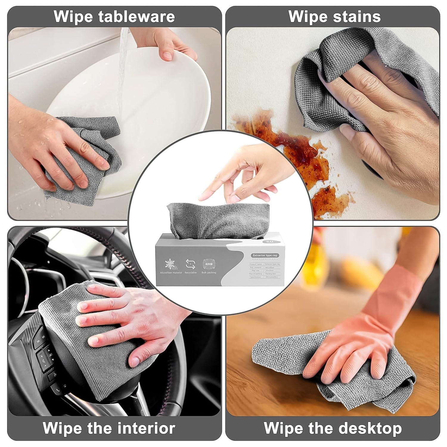 Thickened Magic Wipe Home Kitchen Car Multi-functional Cleaning Rag (20 Pc) Wukusy