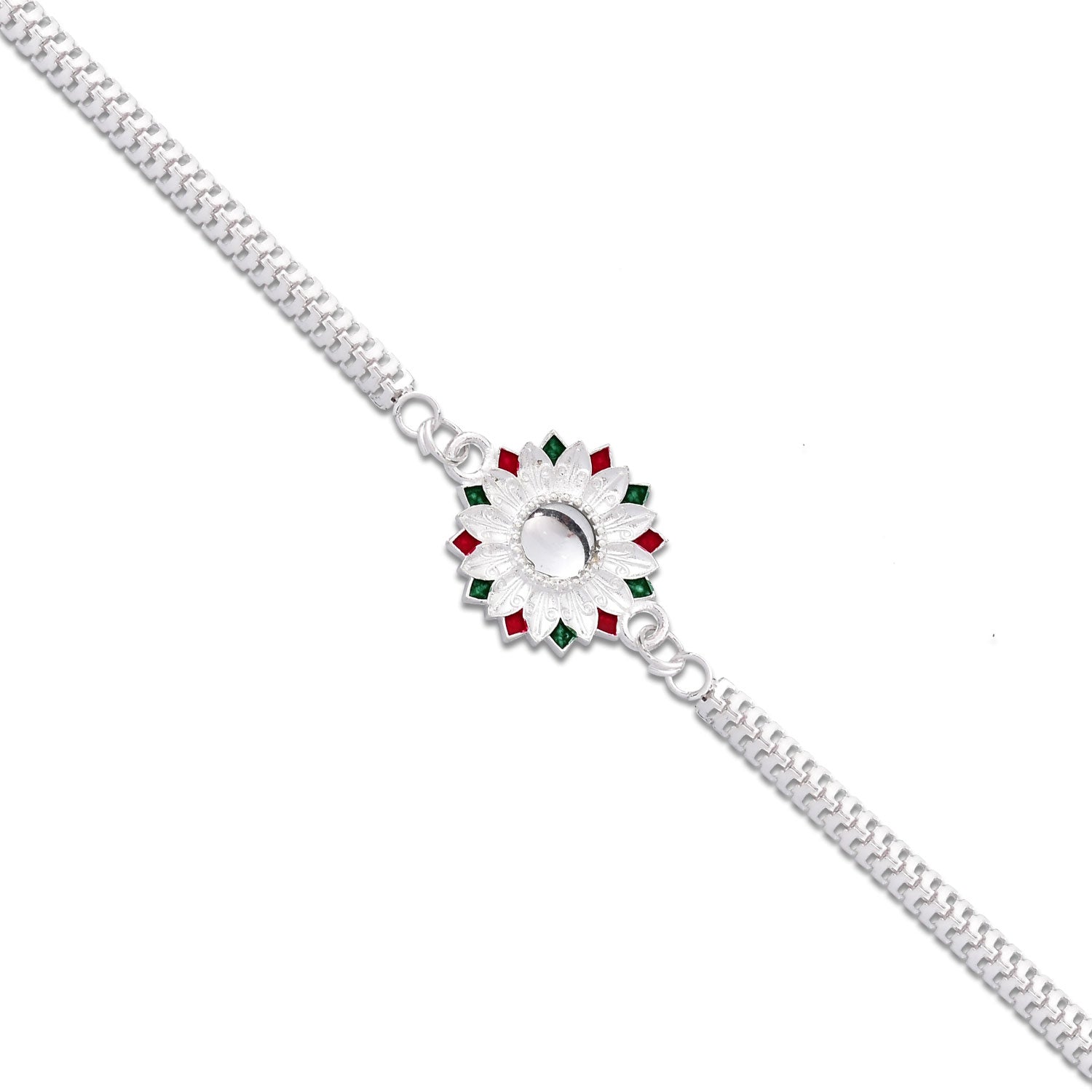 Sunflower Shape Rakhi With Silver Chain Wukusy