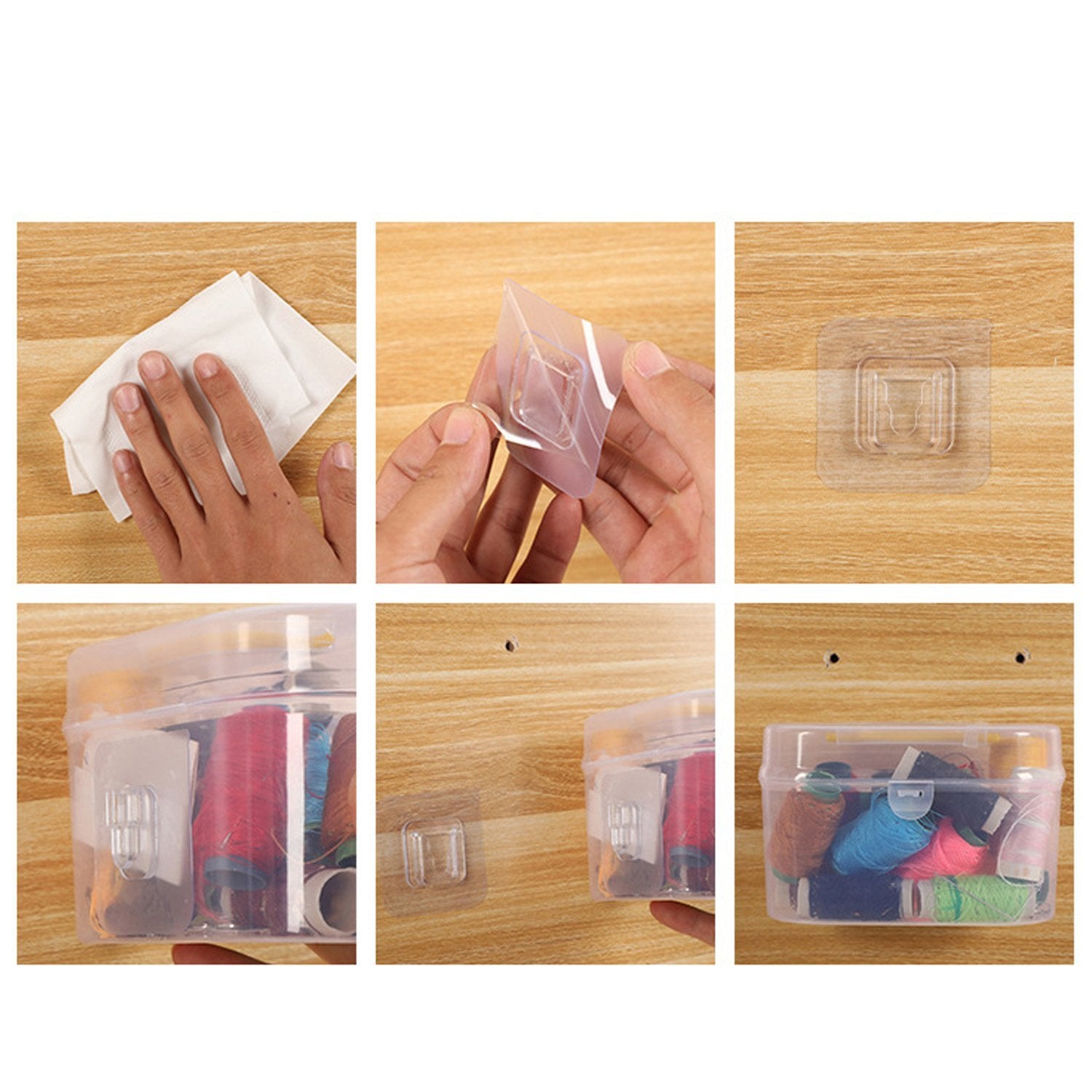 1746 Adhesive Plastic Wall Hooks Heavy Duty Hooks ( 1 Pair ) Wukusy