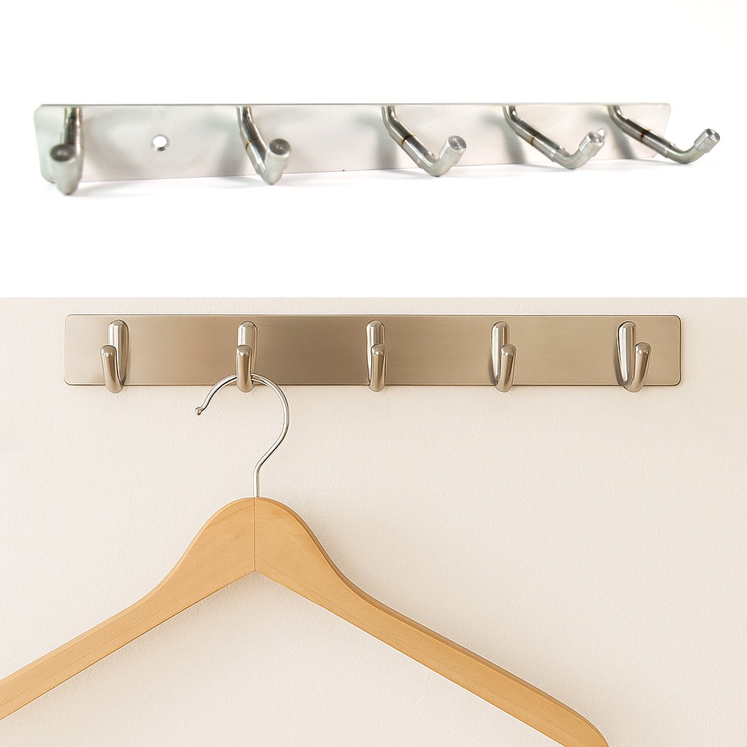 Stainless Steel Wall Mounted Coat 5 Hook Rack (26x3  1 Pc) Wukusy