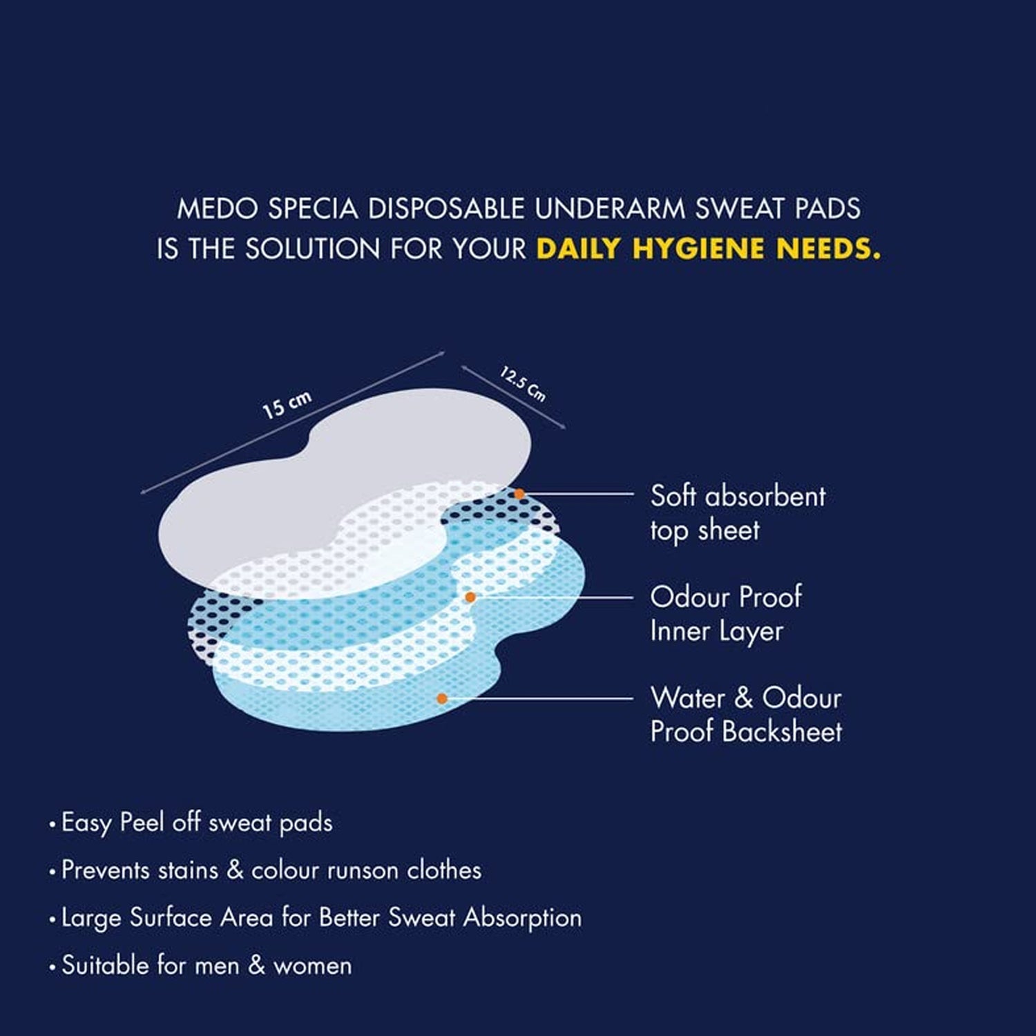 0978 Underarms Sweat Pads Disposable Highly Absorbent Pads Cotton Anti-allergic Anti Bacteria Anti Smell Underarm Perspiration Pad For Men And Women (Pack Of 10) Wukusy