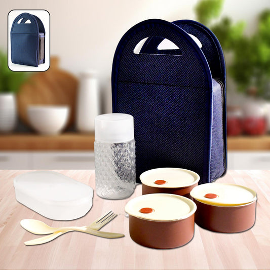 128 Steel Lunch Box Set (4 Pcs Black) Wukusy