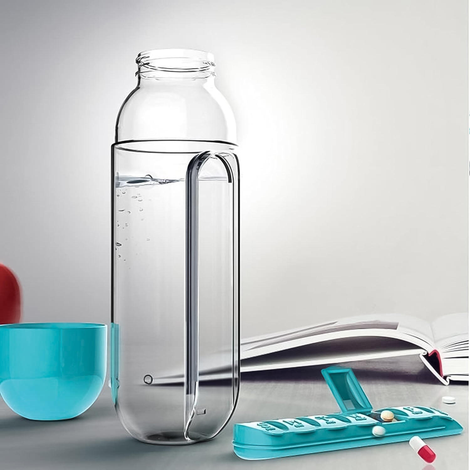 12911 Pill  Vitamin Bottle Water Bottle Multi Functional Use For Traveling  Outdoor Use Water Bottle Travelling Kit Summer Special Bottle (600 Ml   Mix Color ) Wukusy
