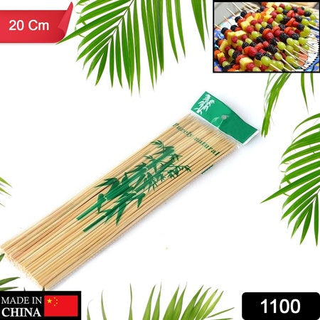 1100 Camping Wooden Color Bamboo Bbq Skewers Barbecue Shish Kabob Sticks Fruit Kebab Meat Party Fountain Bamboo Bbq Sticks Skewers Wooden (20cm) Wukusy