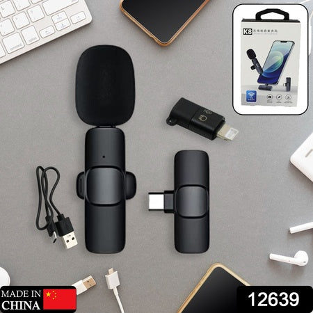 12639 Intelligent Noise Cancelling Live Streaming Clip On Microphone For Type-c  For Iphone With Charging Mini Wireless Lapel Collar Microphone Wukusy