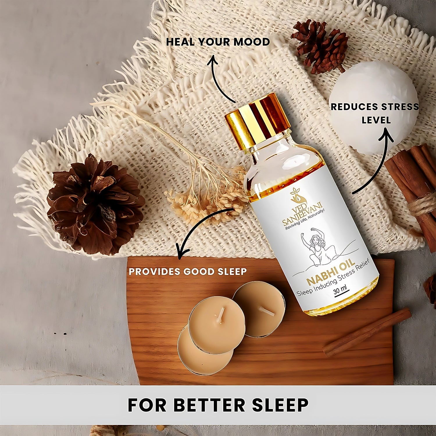 Ved Sanjeevani Nabhi Oil Sleep Inducing Stress Relief (30ml  1 Pc) Wukusy