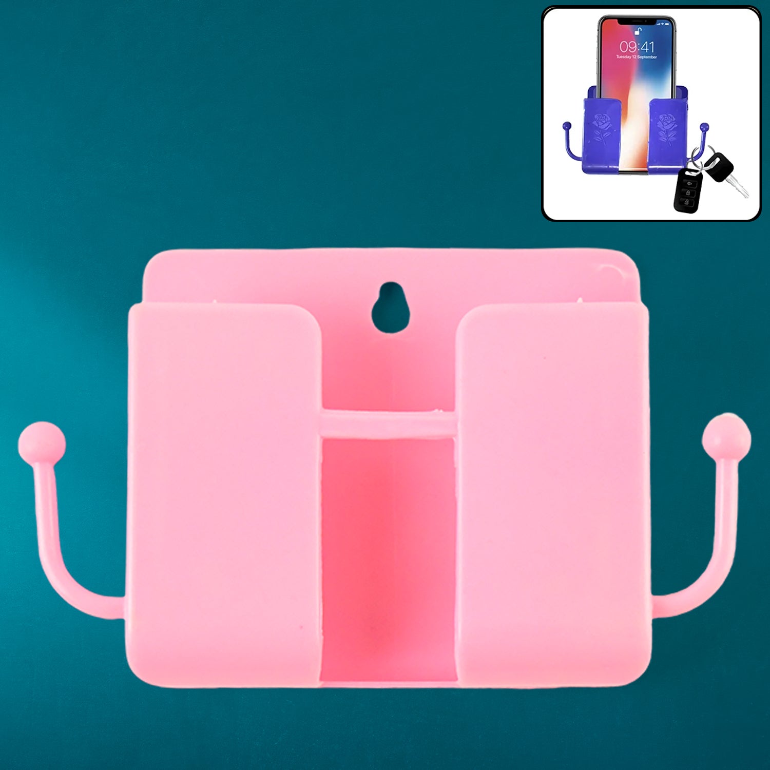 1 Pc Blue Wall Mount Mobile Stand With Hook Wukusy