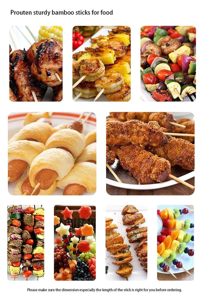 1107 Camping Wooden Color Bamboo Bbq Skewers Barbecue Shish Kabob Sticks Fruit Kebab Meat Party Fountain Bamboo Bbq Sticks Skewers Wooden (30cm) Wukusy