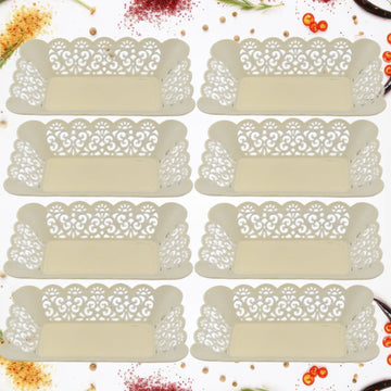 10033 Rectangle Plastic Dinner Plate Snacks  Breakfast Restaurant Serving Trays Home School Coffee Hotel Kitchen Office (8 Pcs Set) Wukusy