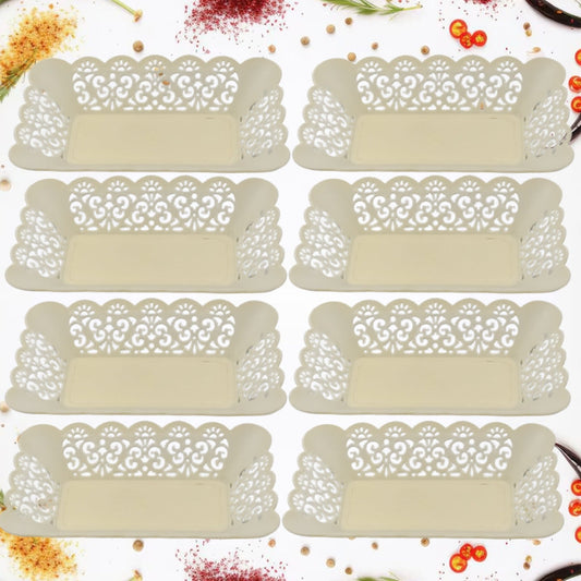 10033 Rectangle Plastic Dinner Plate Snacks  Breakfast Restaurant Serving Trays Home School Coffee Hotel Kitchen Office (8 Pcs Set) Wukusy