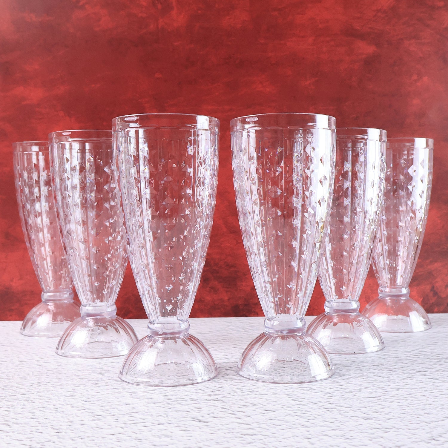 Supermom Transparent Plastic Milkshake Glass Set (400ml  6 Pc) Wukusy