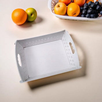 10018 Foldable Serving Tray Plastic Serving Traywith Handle Serving Tray For Food Kitchen Outdoors Restaurants (1 Pc) Wukusy