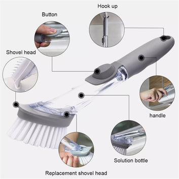1271a 2-in-1 Dishwashing Brush Long Handle Wash Pot Brush Washing Dish Wukusy
