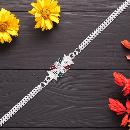 Twin Kalash Design Silver-toned Rakhi Wukusy