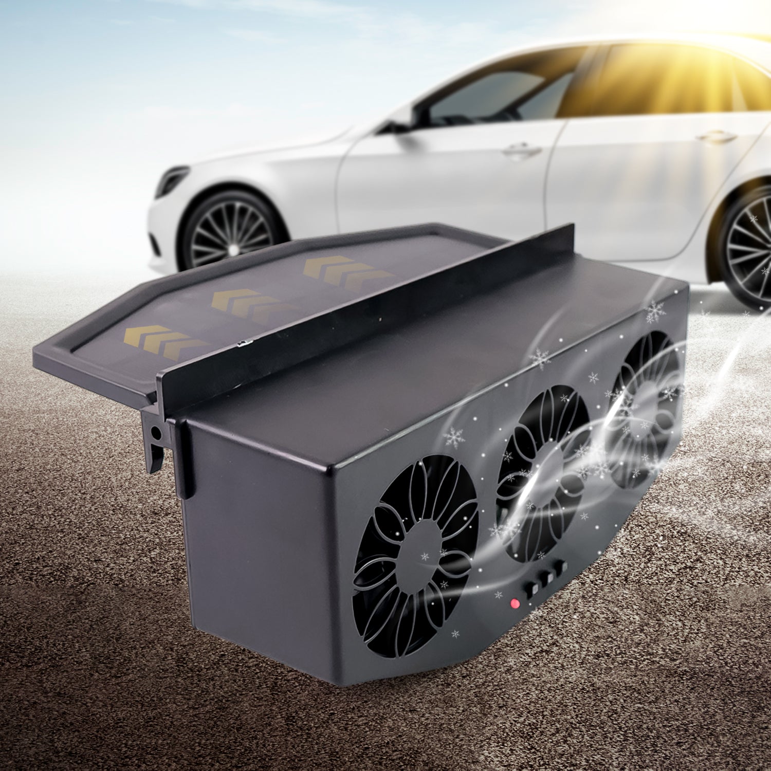 Triple Fan Solar Powered Car Exhaust Ventilation System With Usb Charging Wukusy