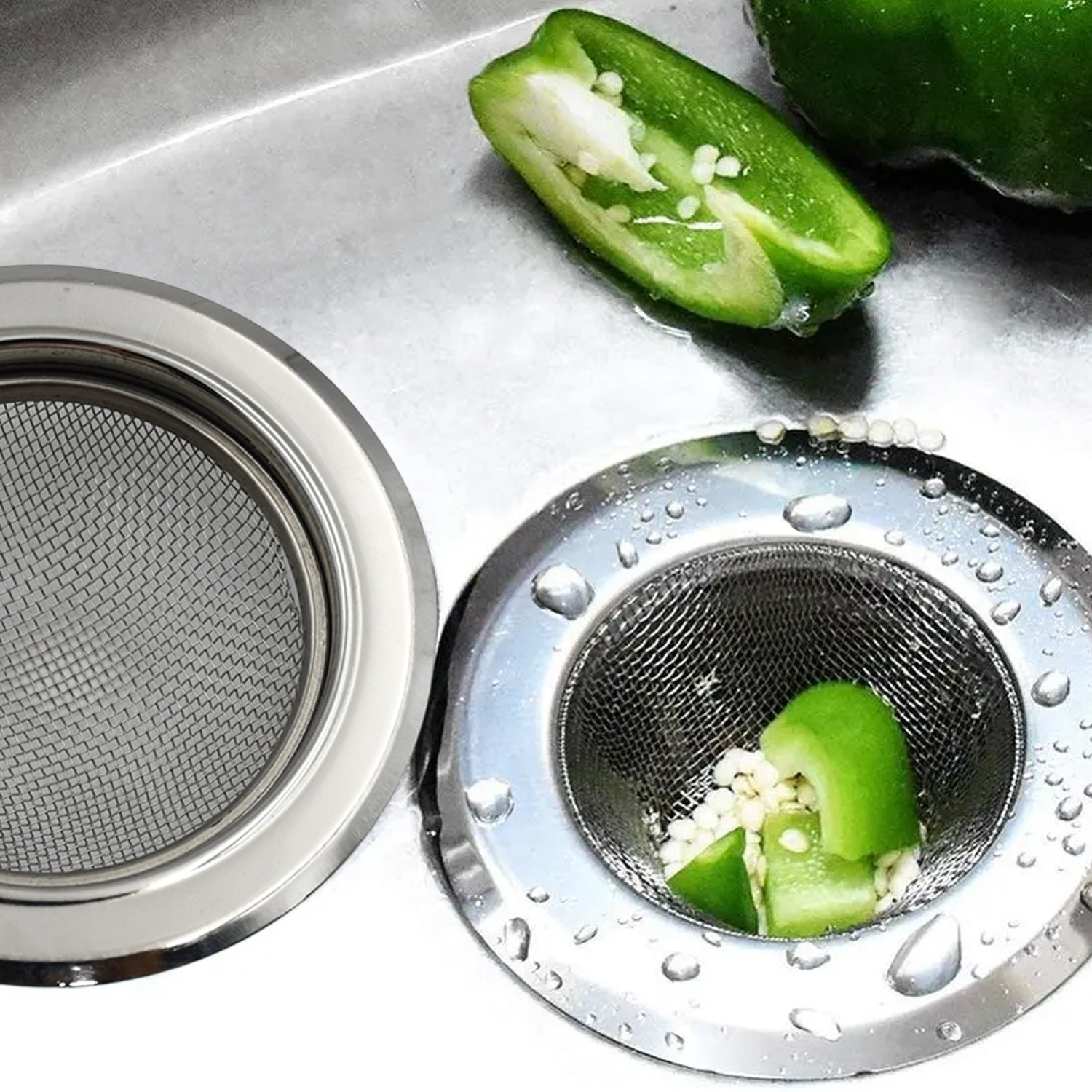 0701 Medium Size Stainless Steel Sink Strainer Kitchen Drain Basin Filter Stopper Drainer Wukusy
