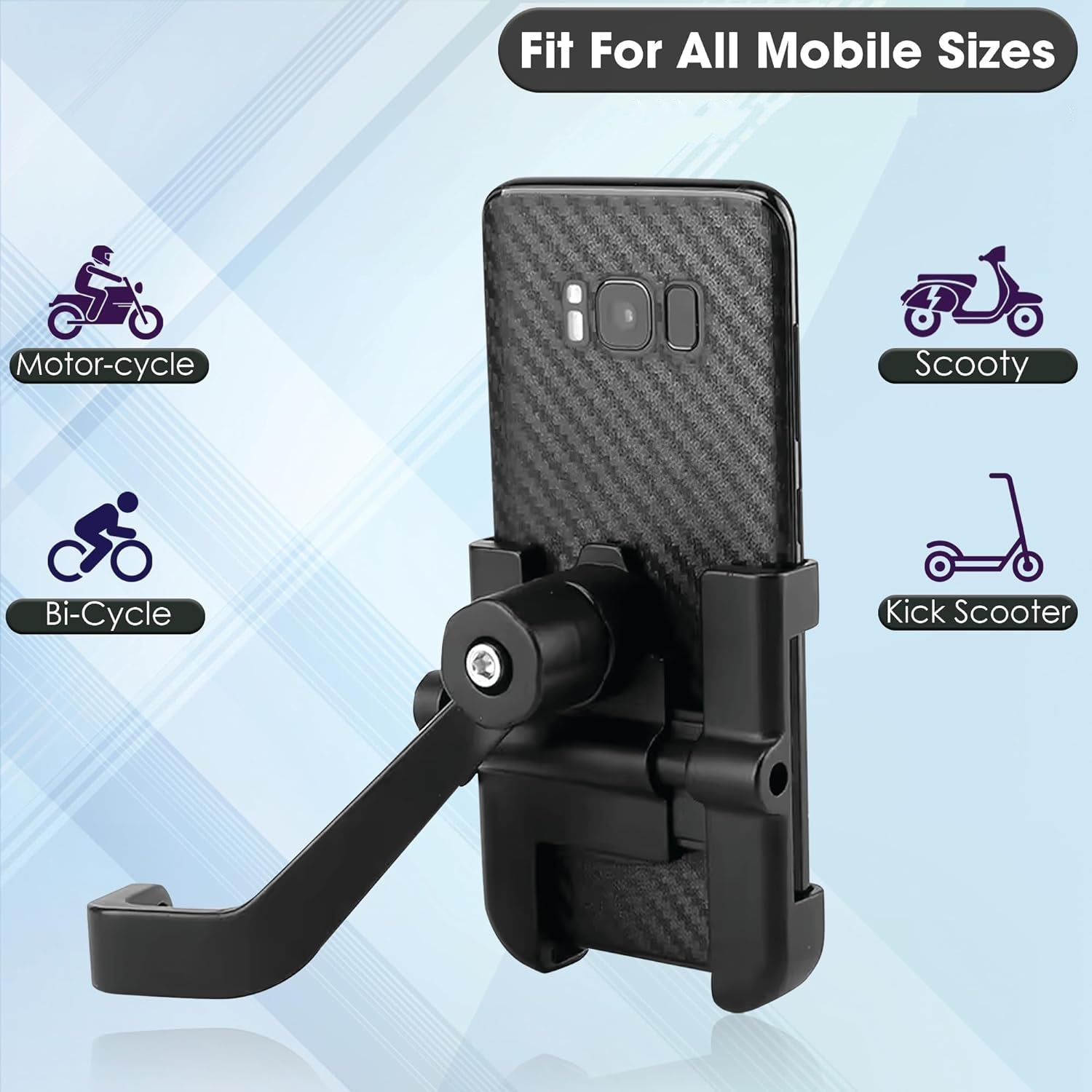 12674 Full Metal Body Bike  Scooty 360 Degree Rotating Mobile Holder Stand For Bicycle Motorcycle Scooty For Maps And Gps Navigation Fits All Smartphones (1 Pc) Wukusy
