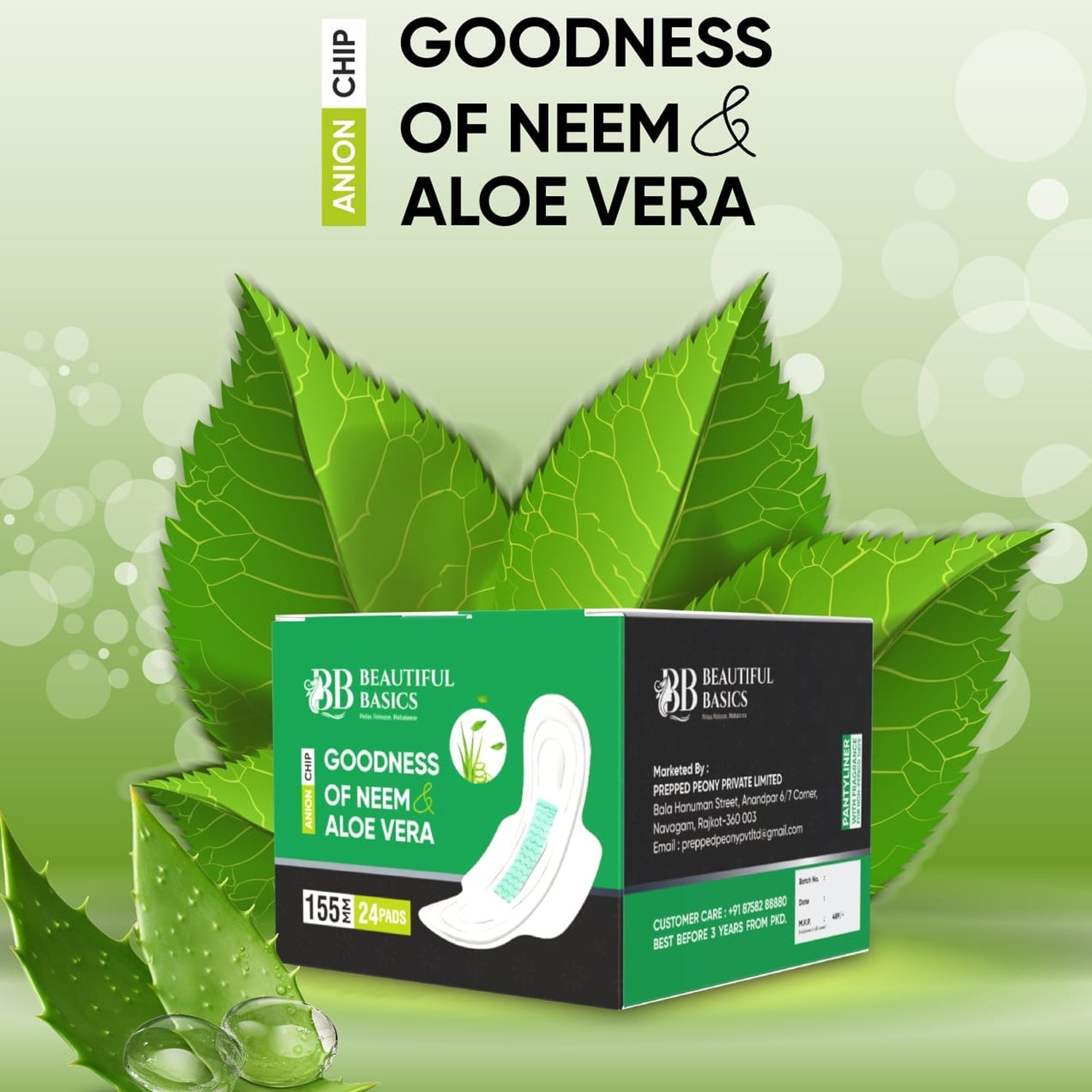0984 Sanitary Pads For Women With Goodness Of Neem  Aloe Vera  Ultra Thin  Leakage Protection  Ph Balance  With Antibacterial Anion Chip  (155 Mm  24 Pads) Wukusy