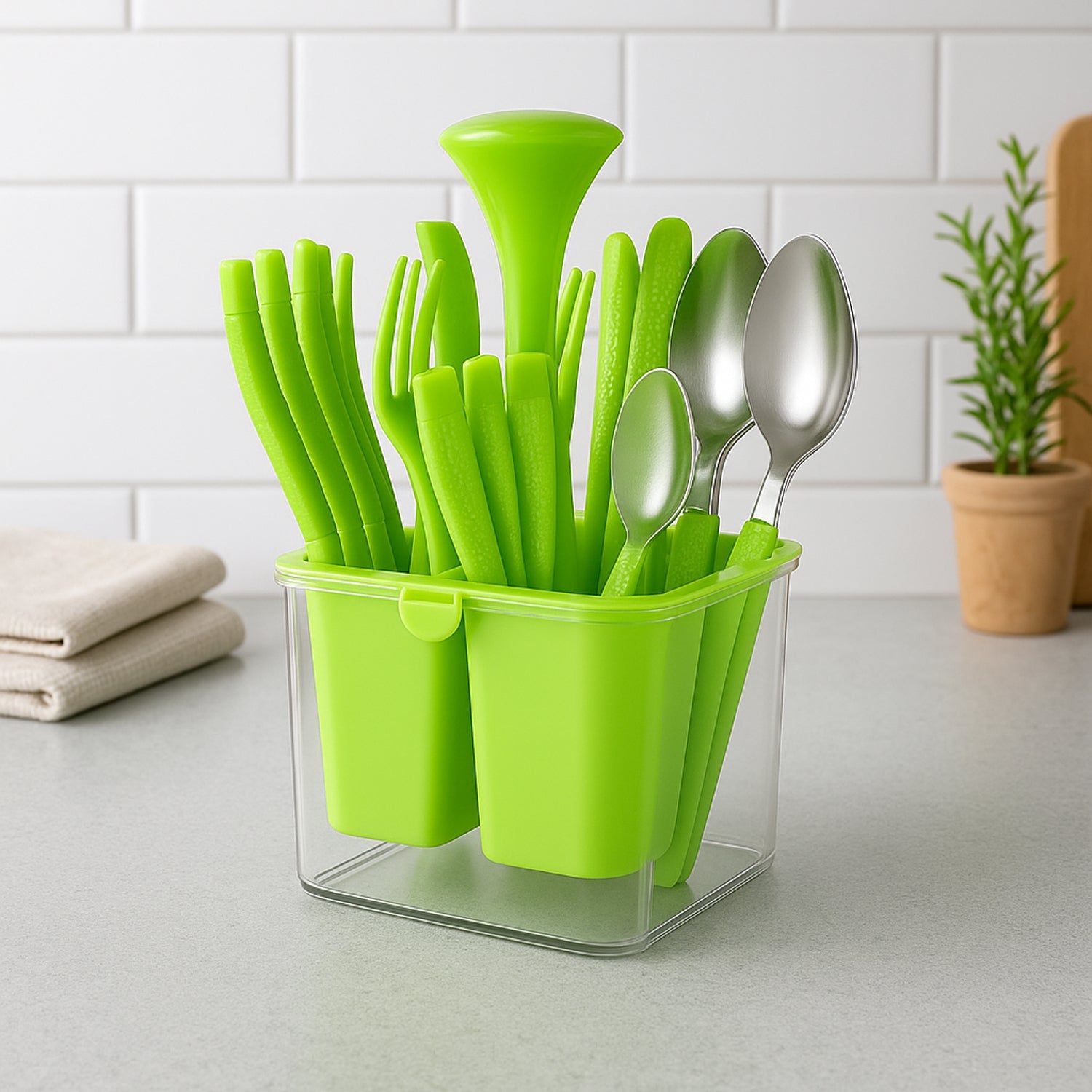 Supermom Premium Fancy Cutlery Set With Holder (24 Pc  Set) Wukusy