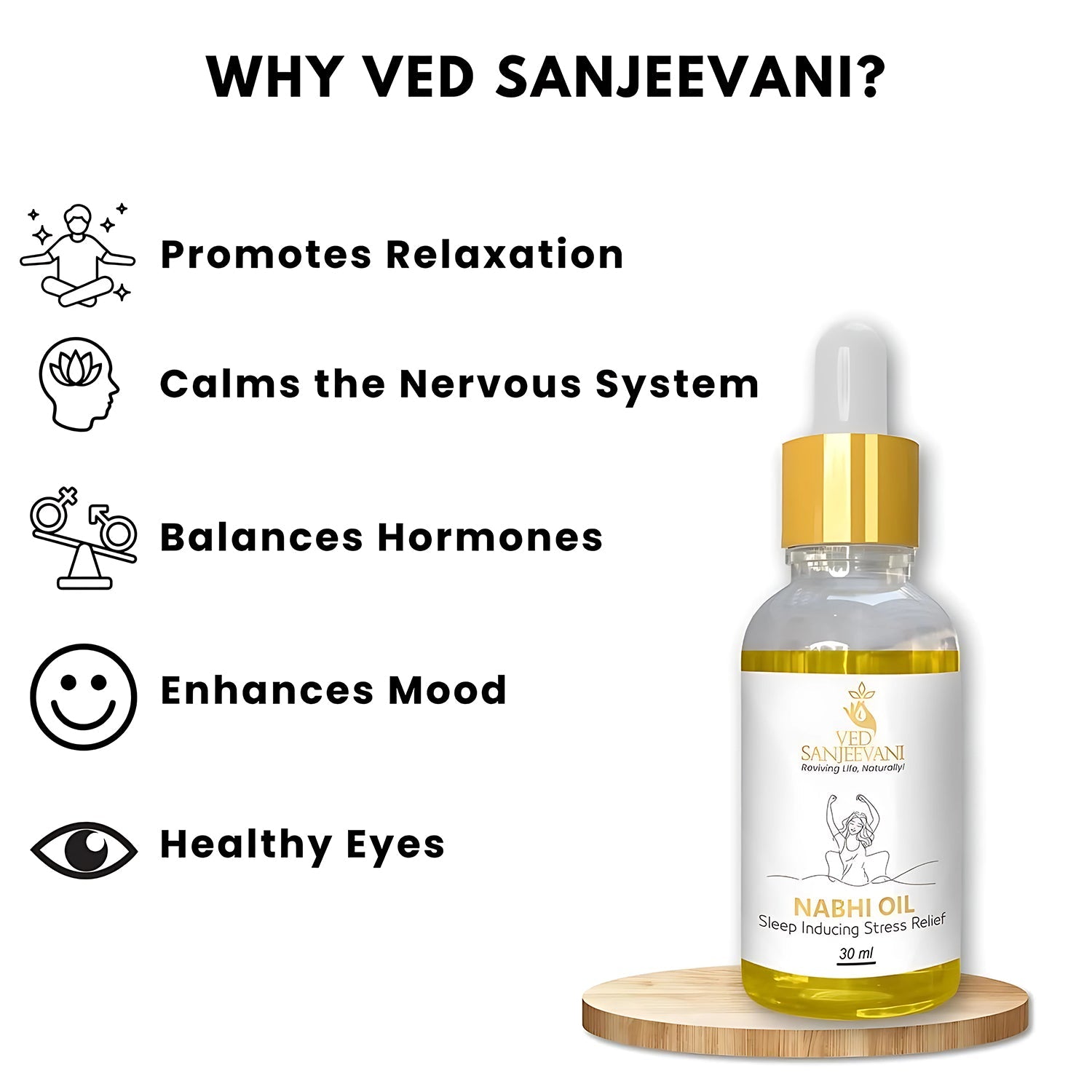 Ved Sanjeevani Nabhi Oil Sleep Inducing Stress Relief (30ml  1 Pc) Wukusy