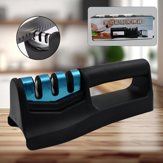 10020 Knife Sharpener For Kitchen  Knife Sharpener With Vegetable Chopper And Fish Scale Remover  Handheld Knives  Pocket Knife Sharpener  Knife Sharpener For Chefs  Serrated Knife (9in1) Wukusy