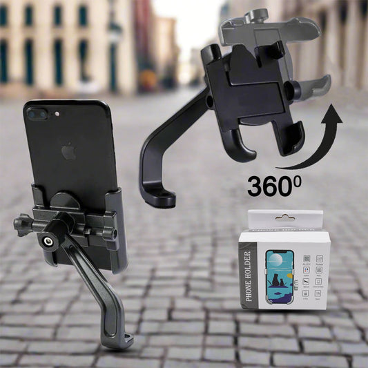 12674 Full Metal Body Bike  Scooty 360 Degree Rotating Mobile Holder Stand For Bicycle Motorcycle Scooty For Maps And Gps Navigation Fits All Smartphones (1 Pc) Wukusy