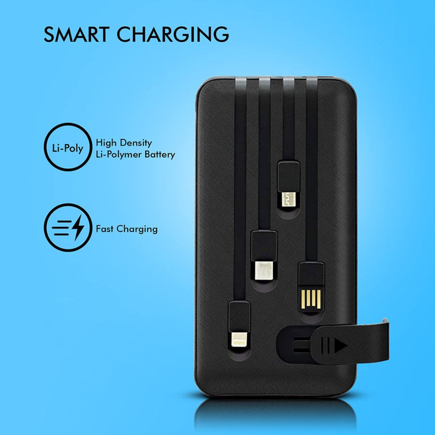 10000mah 12w Fast Charging Power Bank With Built 4 In 1 Usb With Mobile Holder (1 Pc) Wukusy